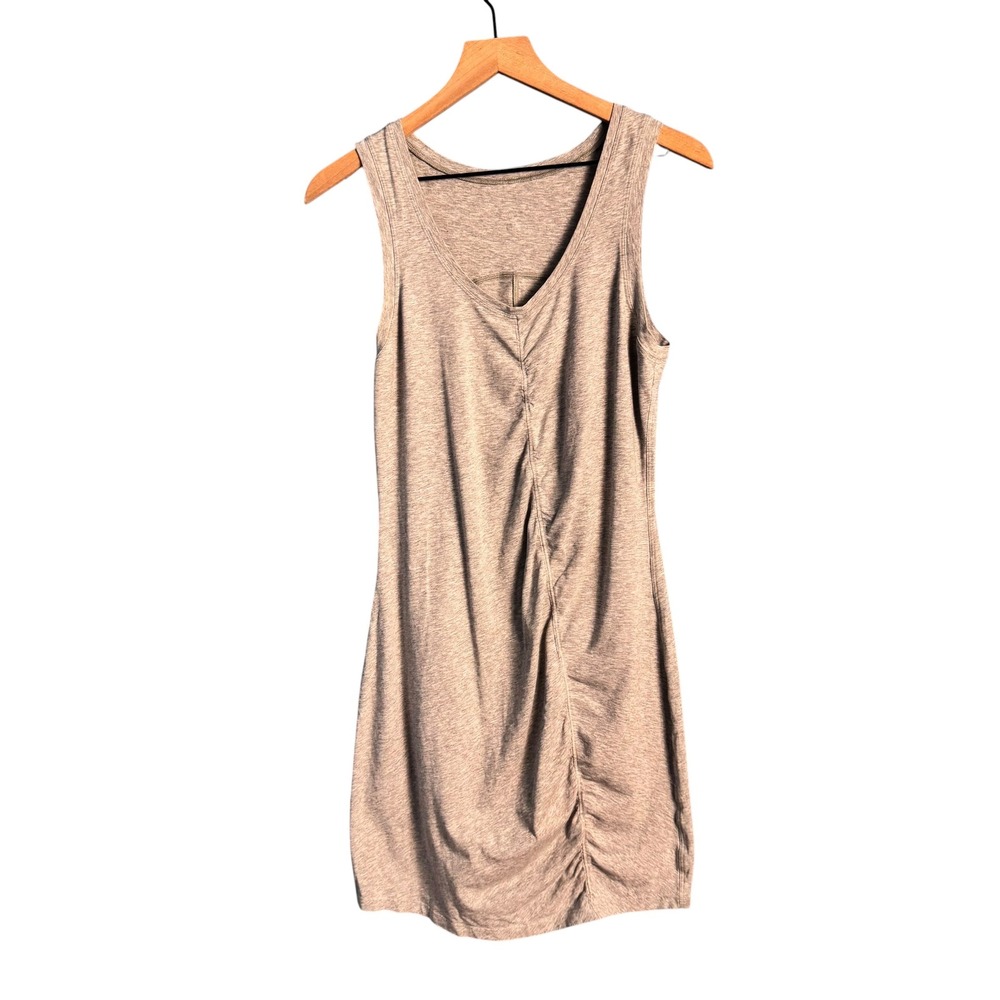 Lululemon Heathered Gray Ruched Dress Athletic Casual Travel Athleisure Size 6